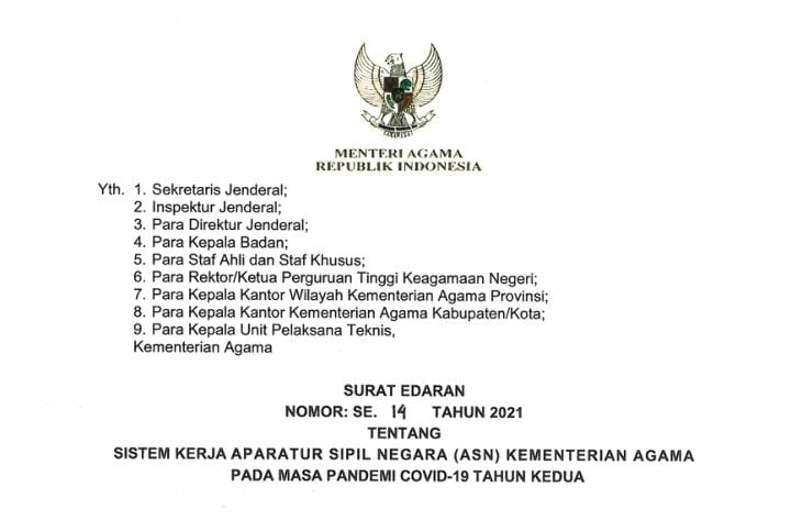 Ikuti Edaran Menag, BDK Palembang Terapkan WFH-WFO